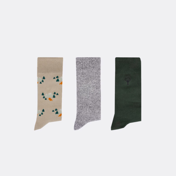 Chaussettes beige & vert foncé – Image 3